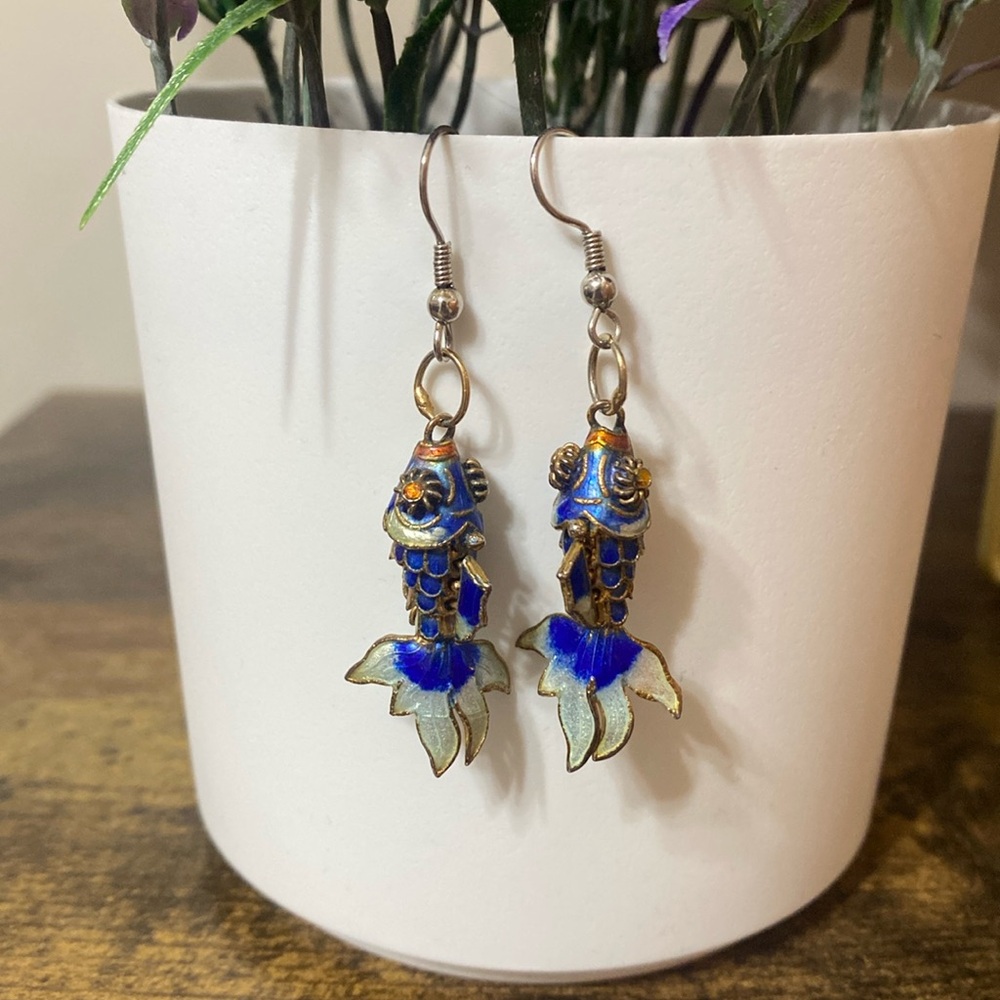 Vintage Articulating Koi Earrings.
